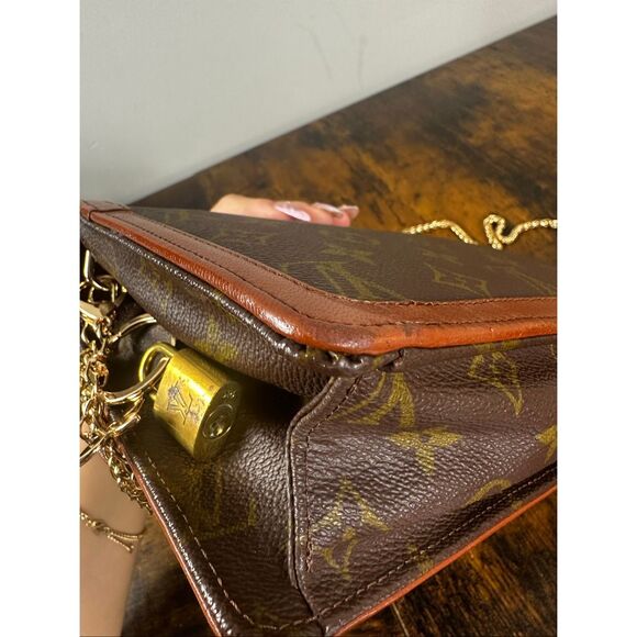 Louis‎ Vuitton Vintage Bag Pochette Dame Clutch Brown Monogram - Picture 13 of 16